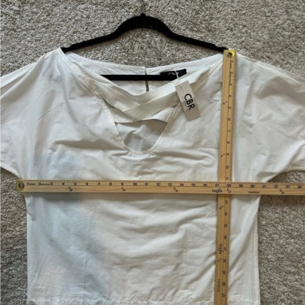 Chic Cut Out Design Boat Neck Cotton Blouse Large NWT
